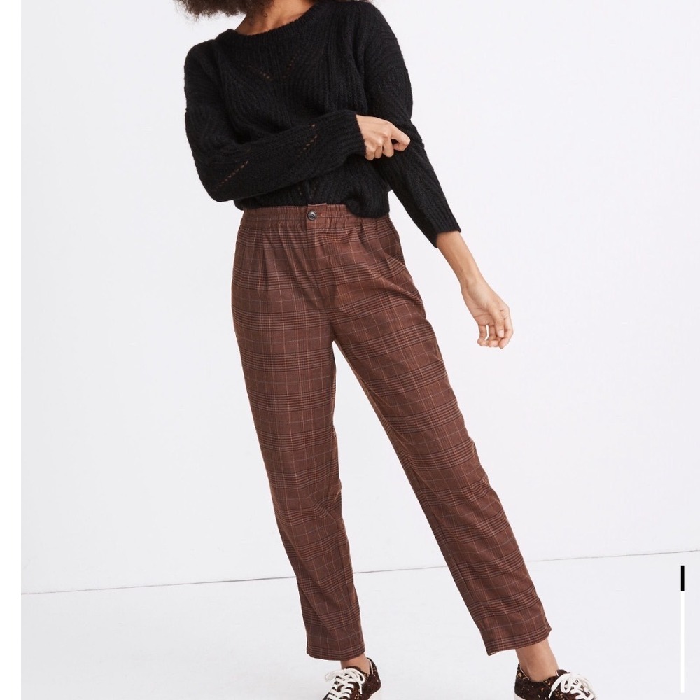 Madewell Plaid Flannel Track Trousers XS Brown